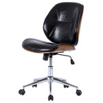 New Pacific Direct - Shaun PU Bamboo Office Chair, Black - Give your home office an upgrade with Shaun swivel task chair. It's crafted from a bamboo shell that's topped with a sleek leather-like cover that stands up to everyday use. The seat height adjusts from 18 inches to 21 inches.