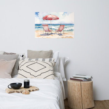 A Perfect Pair Watercolor Beach Scene Coastal Wall Art Print