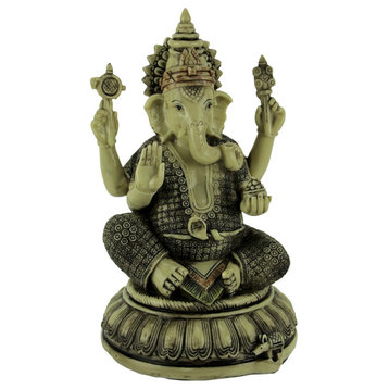 Lord Ganesha On Lotus Flower Statue