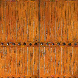 Knotty Alder Exterior Double Door, Pueblo Home, Clavos - Front Doors