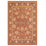 Bareens Designer Rugs - Oriental  Ziegler Raylene Rust/Blue Wool Rug  - 8'5'' x 9'10'' - A Persian influenced Turkish hand knotted rug made by skilled artisans capable of creating the most exceptional vegetable dyes and hand-spun New Zealand wool. This gorgeous one of a kind Peshawar Kafkaz handmade rugs is also known as a Chobi Ziegler Rug. This gorgeous rug is extremely versatile and is famous for its pleasing color palette and informal design that works in a myriad of interiors. It has been expertly hand-tied, finished, sun-dried, and can contain up to 1.5 million knots. It takes 4 skilled artisans to hand knot this rug nine to twelve months to complete this piece of art. The invigorating colors and patterns in this rug will give your home an elegant and fresh appearance. While drawing upon the coloring and patterns of antique rugs, contemporary Peshawar pieces incorporate modern design motifs and feature vibrant color tones. Give your room a luxurious look and feel with this beautiful rug with gorgeous color pallet. The intricate design allows this oriental rug to create a royal ambience in any d�cor. Hand knotted construction and natural fibers gives this rug soft feel under your feet.