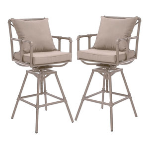 Gdf Studio Sierra Outdoor Cast Aluminum Swivel Bar Stools Set Of