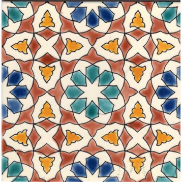 7.87"x7.87" Morisco Moroccan Ceramic Tile, Set Of 10