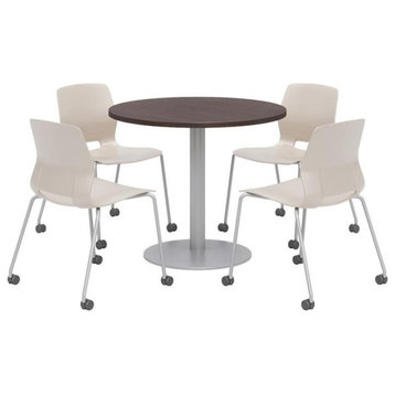 Olio Designs Espresso Round 42in Lola Dining Set - Moon Caster Chairs