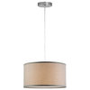 Messina 1-Light Drum Pendant Lamp With Chrome Canopy, Heather Gray