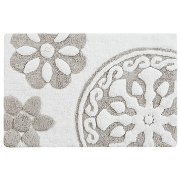 Madison Park Modern Bohemian Medallion Cotton Tufted Bath Rugs, Taupe, Rectangle