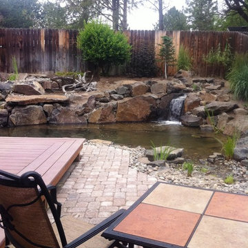 Noel and Nancy's Pond Makeover - Finished pavers bordering deck