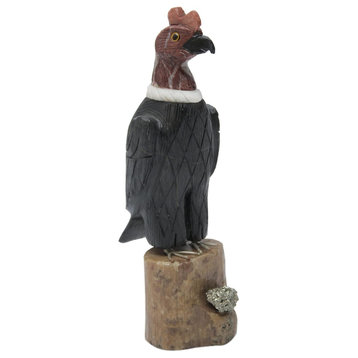 Andean Condor Onyx and Garnet Sculpture