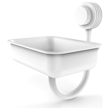 Venus Wall Mount Soap Dish With Groovy Accents, Matte White