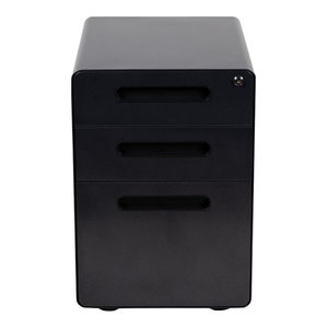 One Drawer Mini File Cabinet With Lock Casters Legal Letter Black Blue Contemporary Filing Cabinets By Virventures
