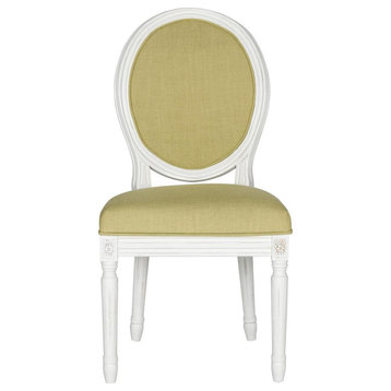 Ciley 19''h French Brasserie Linen Oval Side Chair Set of 2 Spring Green