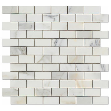 1 X 2 Calacatta Gold Marble Polished Brick Mosaic Tile