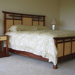 Custom Designed Walnut and Curly Maple Bed - Beds