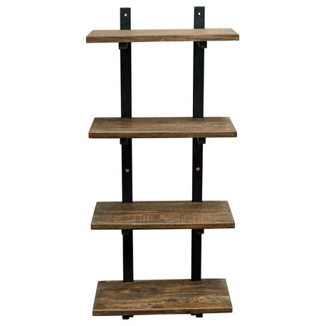 Pomona 48"H Metal and Solid Wood Wall Shelf