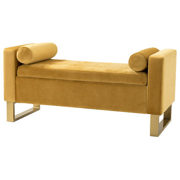 Aurelia Storage Bench, Mustard