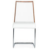 Modrest Morgan Modern Dining Chairs, Set of 2, White, Chrome, Walnut