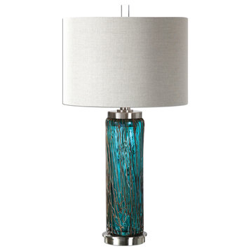 Uttermost Almanzora Glass Lamp, Blue