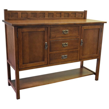 Crafters and Weavers Arts and Crafts 2-Door Solid Wood Sideboard in Walnut