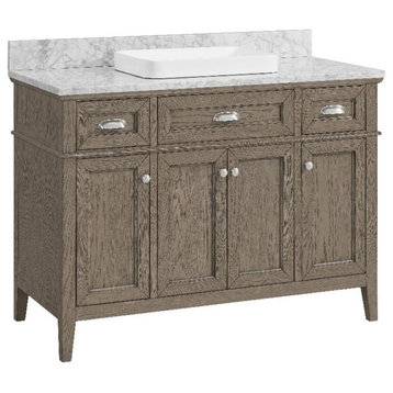 Nicole Curtis Northville 48" Vanity in Rustic Taupe Oak with Natural Carrara Top