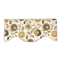 Priority Home and Design - Abstract Floral M-Shaped Valance, Yellow and Tan - Valances