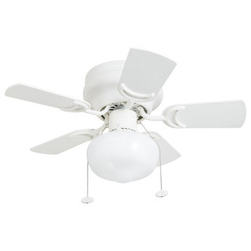 Prominence Home Hero Low Profile Ceiling Fan with Light, 28 Inch, White