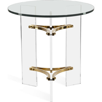 Tamara Side Table - Clear, Polished Brass