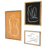 KALALOU - Set of Three Framed Nude Prints Under Glass - Set of three framed nude prints under glass