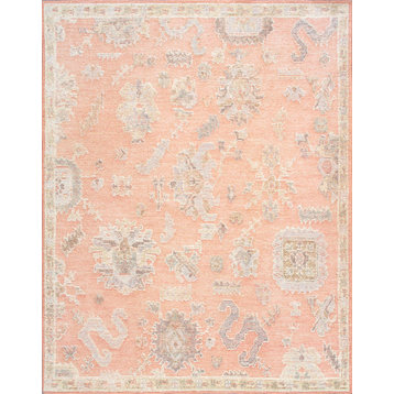 Pasargad Home Oushak 9' x 12' Hand-Knotted Wool Salmon Rug