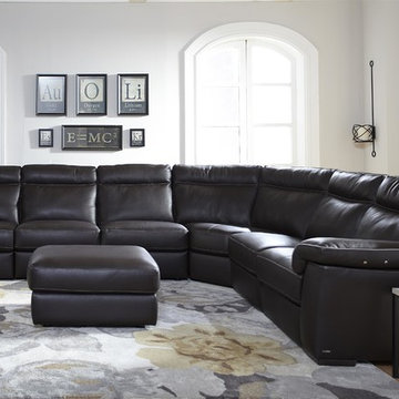 Natuzzi Editions Four Piece Power Reclining Leather Sectional