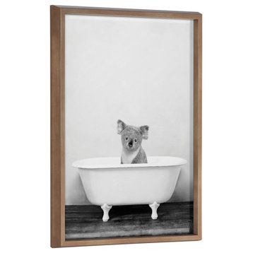 Blake Koala in Bathtub Framed Printed Glass by Amy Peterson, Gold 18x24