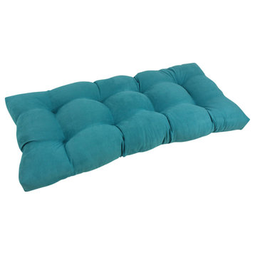 42"x19" Squared Micro Suede Tufted Loveseat Cushion, Aqua Blue