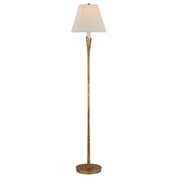 Aiden Accent Floor Lamp in Gilded Iron with Linen Shade