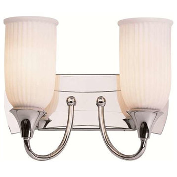 Trans Globe White Fluted 2 Light Wall Sconce in Chrome