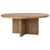 Harley 60" Round Reclaimed Pine Dining Table With Cross Base, Natural Finish