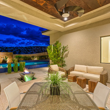 Raised Rim Flow Pool with Custom Fire/Water Feature