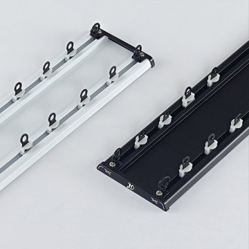 CHRY36 White/Black Concealed Aluminium Ceiling Double Curtain Tracks