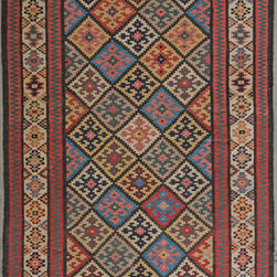 Persian Shiraz Kilim runner 3'9 X 8'6 - Area Rugs