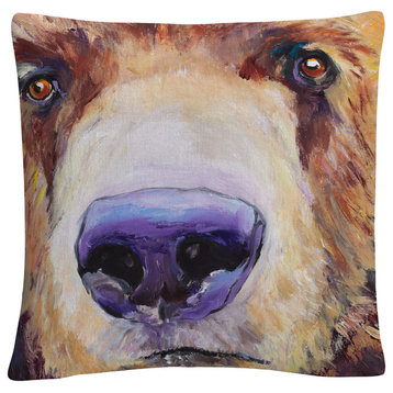 Pat Saunders-White 'The Sniffer' 16"x16" Decorative Throw Pillow