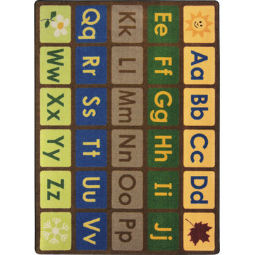Kid Essentials Rug, Any Day Alphabet, Earthtone, 7'8"x10'9"