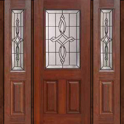 Prehung Sidelights Door 80 Fiberglass Marsais 2 Panel 1/2 Lite Glass - Front Doors