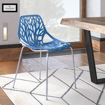 Leisuremod Modern Asbury Dining Chair W/ Chromed Legs Ac16Bu