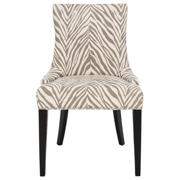 Carrie 19'' H Grey / White Zebra Dining Chair - Silver Nail Heads (Set of 2) Gre