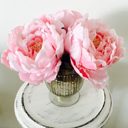 Peonies in mercury glass vase - Artificial Flowers, Plants & Trees