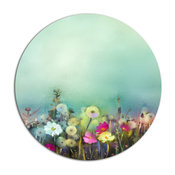 Dandelion Poppy And Daisy Flowers, Flower Round Wall Art, 11"