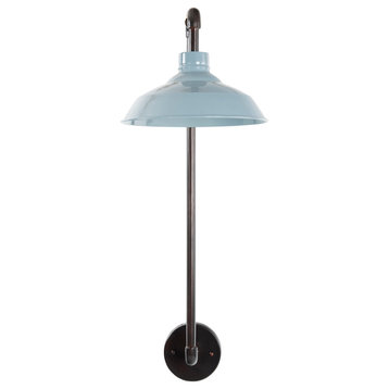 Metal Wall Sconce With Round Shade, Gray