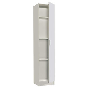 Modern Narrow Storage Cupboard White, White Storage Shelves With Doors