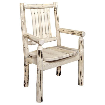 Montana Woodworks Transitional Pine Wood Captain's Chair in Natural