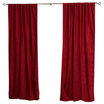 Lined-Burgundy Rod Pocket  Velvet Curtain / Drape / Panel   - 60W x 84L - Piece