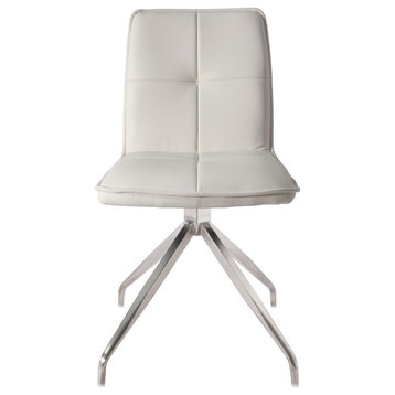 Swivel Dining Chair With Pu Seat and Brushed Stainless Steel Leg