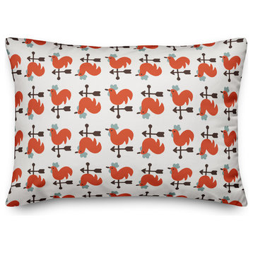 Red Rooster Pattern Throw Pillow